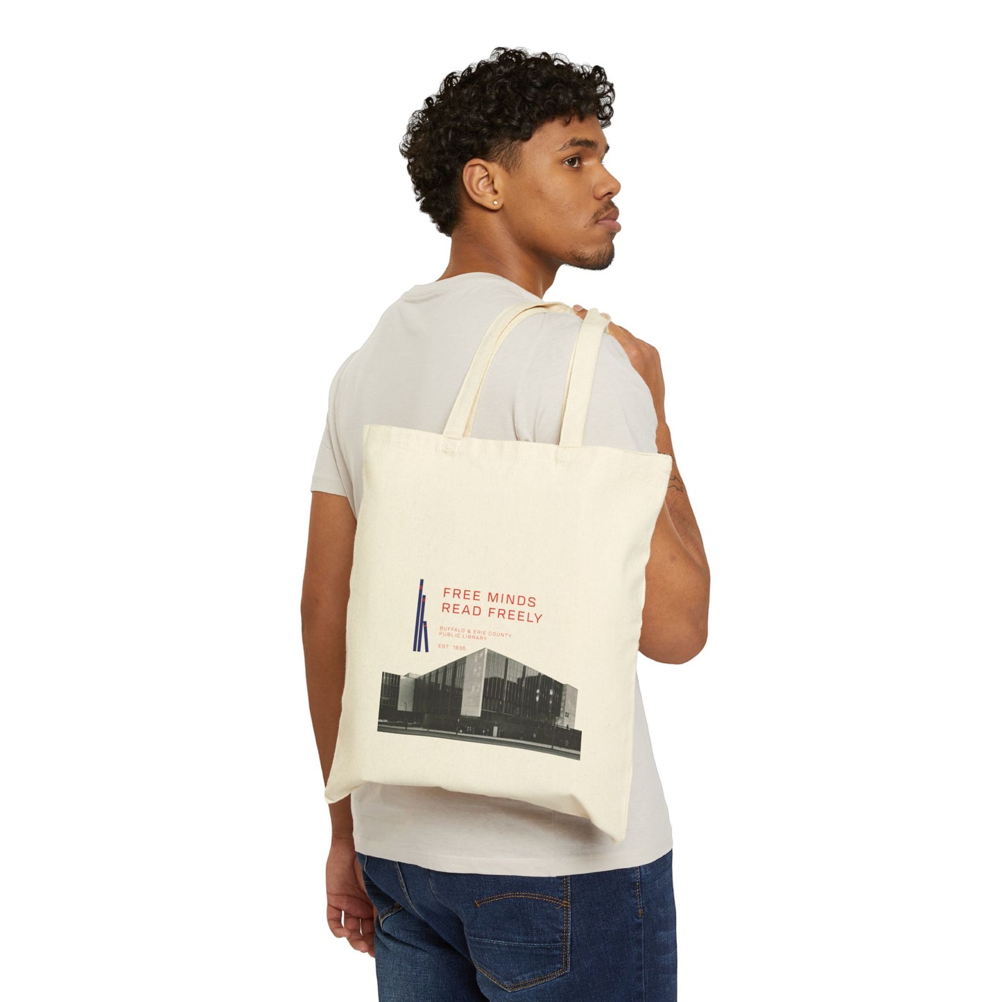 Double-Sided Central Library Retro Canvas Tote